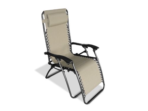 Caravan Canopy Zero Gravity Reclining Chair with Adjustable Headrest, Beige