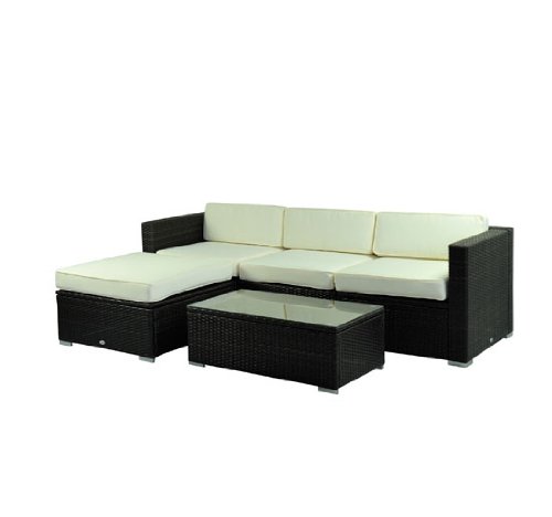 Outsunny Deluxe Outdoor Patio PE Rattan Wicker 5 pc Sofa Chaise Lounge Furniture Set