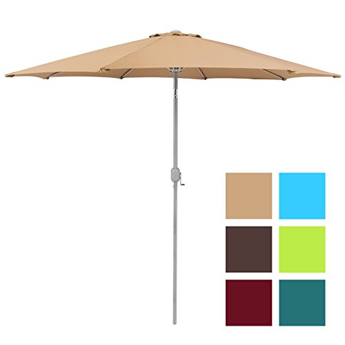 Best Choice Products Patio Umbrella 9' Aluminum Patio Market Umbrella Tilt W/ Crank Outdoor