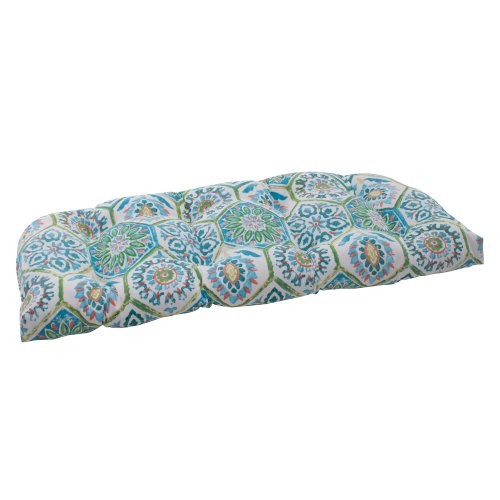 Pillow Perfect Indoor/Outdoor Summer Breeze Wicker Loveseat Cushion, Pool