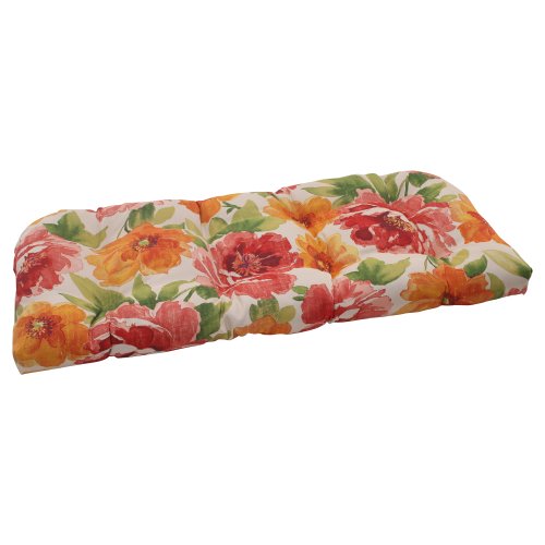 Pillow Perfect Indoor/Outdoor Primro Wicker Loveseat Cushion, Orange