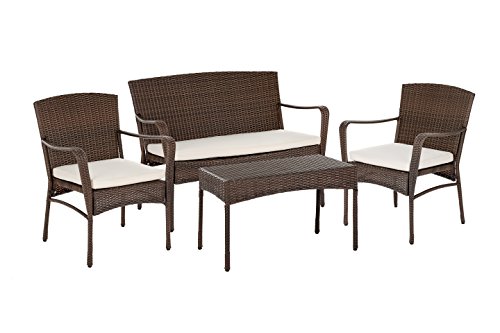 W Unlimited Leisure Collection Outdoor Garden Patio Furniture 4PC set w/ Table