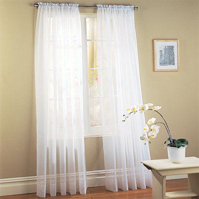 2 Piece Solid White Sheer Window Curtains/drape/panels/treatment 58