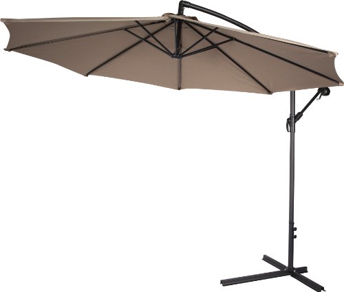 Trademark Innovations Deluxe Polyester Offset Patio Umbrella, 10-Feet, Tan