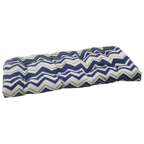 Pillow Perfect Indoor/Outdoor Tempo Wicker Loveseat Cushion, Navy