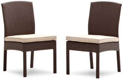 Strathwood Griffen All-Weather Wicker Dining Armless Chair, Dark Brown, Set of 2