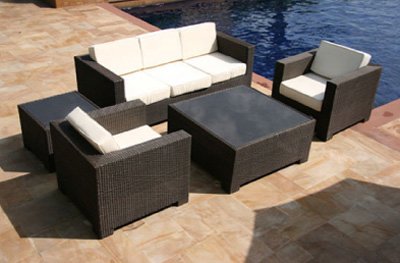 Outdoor Patio Wicker Furniture Garden All Weather Resin 5-Piece New Sectional Couch Set