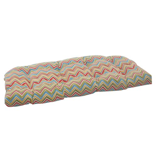 Pillow Perfect Indoor/Outdoor Cosmo Chevron Wicker Loveseat Cushion, Multi