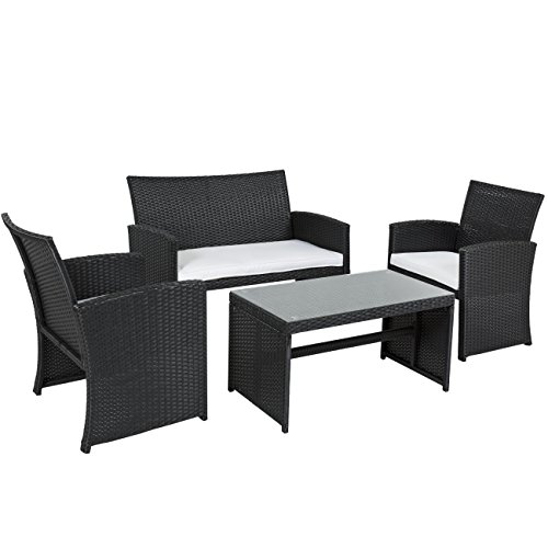 Best Choice Products Outdoor Garden Patio 4pc Cushioned Seat Black Wicker Sofa Furniture Set