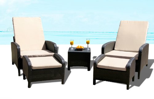 Outdoor Patio Wicker Furniture Pool Lounge All Weather 3-Piece Resin Garden Recliner Set