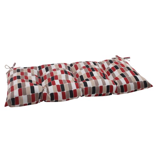 Pillow Perfect Indoor/Outdoor Trillium Tufted Loveseat Cushion, Black