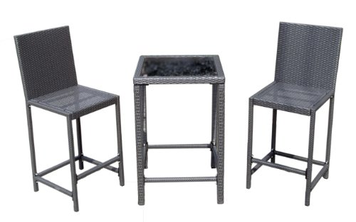AZ Patio Heaters AW-226C Bar Height Bistro Set, Charcoal Wicker (Discontinued by Manufacturer)