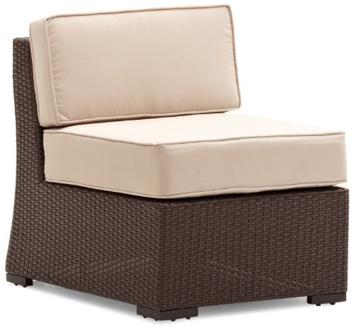Strathwood Griffen All-Weather Wicker Sectional Armless Chair, Dark Brown