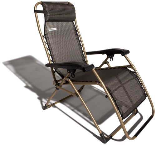 Strathwood Basics Anti-Gravity Adjustable Recliner Chair, Dark Brown with Champagne Frame