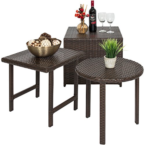 Best Choice Products Outdoor Patio Furniture 3-Piece Wicker Table Set