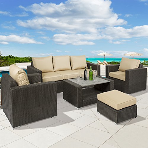 Best Choice Products 7pc Outdoor Patio Sectional PE Wicker Furniture Sofa Set- Taupe