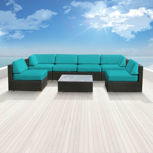 Genuine Luxxella Outdoor Patio Wicker Sofa Sectional Furniture BELLA 7pc Gorgeous Couch Set TURQUOISE
