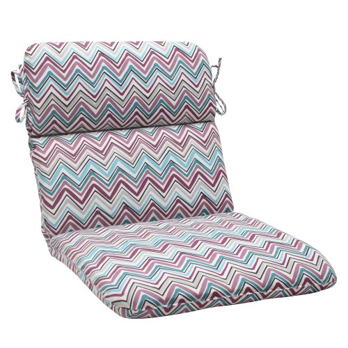 Pillow Perfect Indoor/Outdoor Cosmo Chevron Rounded Chair Cushion, Amethyst