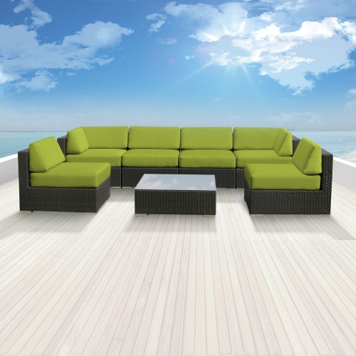 Genuine Luxxella Outdoor Patio Wicker Sofa Sectional Furniture BELLA 7pc Gorgeous Couch Set PERIDOT