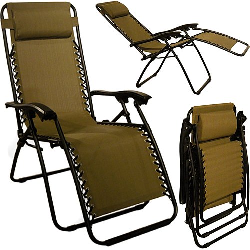 Caravan Canopy Zero Gravity Reclining Chair with Adjustable Headrest, Beige