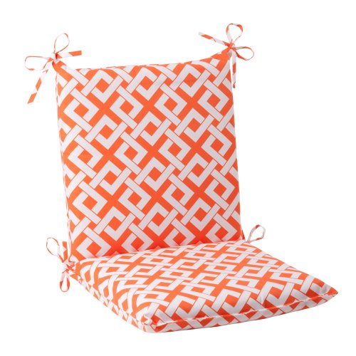 Pillow Perfect Indoor/Outdoor Boxin Squared Chair Cushion, Orange