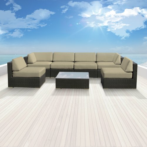 Genuine Luxxella Outdoor Patio Wicker Sofa Sectional Furniture BELLA 7pc Gorgeous Couch Set LIGHT BEIGE