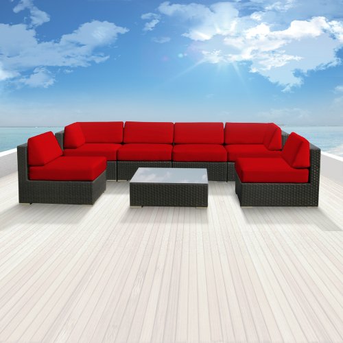 Genuine Luxxella Outdoor Patio Wicker Sofa Sectional Furniture BELLA 7pc Gorgeous Couch Set RED