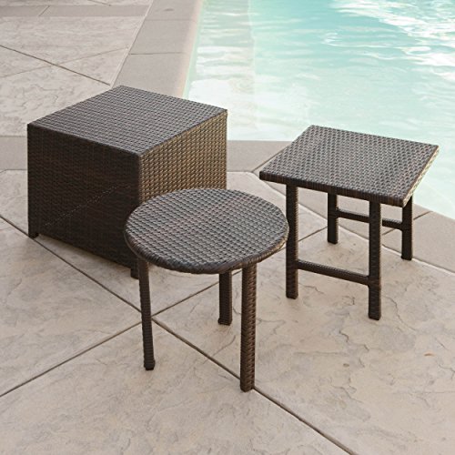 Lakeport Patio Furniture 3 Piece Outdoor Wicker Side Table Set