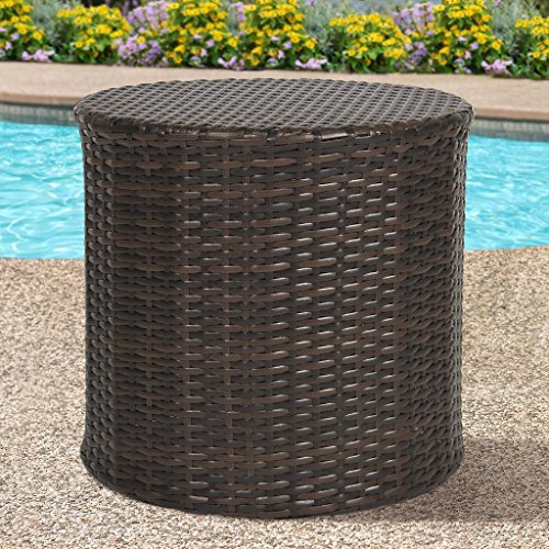 Best Choice Products Outdoor Wicker Rattan Barrel Side Table Patio Furniture Garden Backyard Pool
